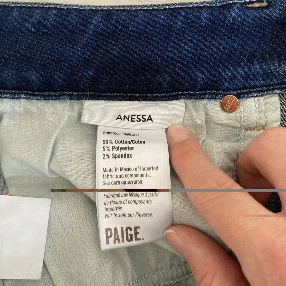 Paige Womens Size 31 Anessa High Rise Wide Leg Blue Jeans Medium Wash Stretch - Picture 10 of 10